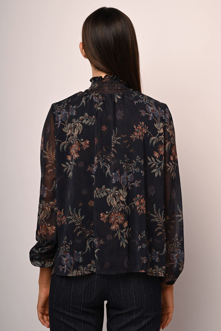 Top in tulle a stampa floreale