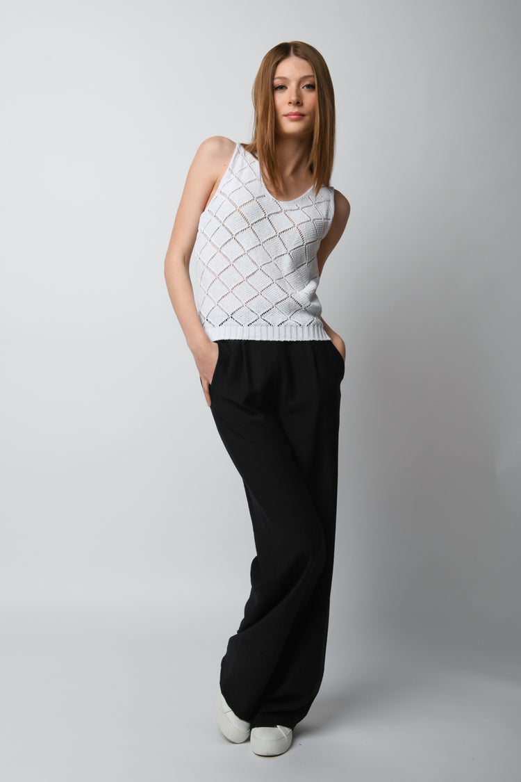 Maglia canotta traforata rombi