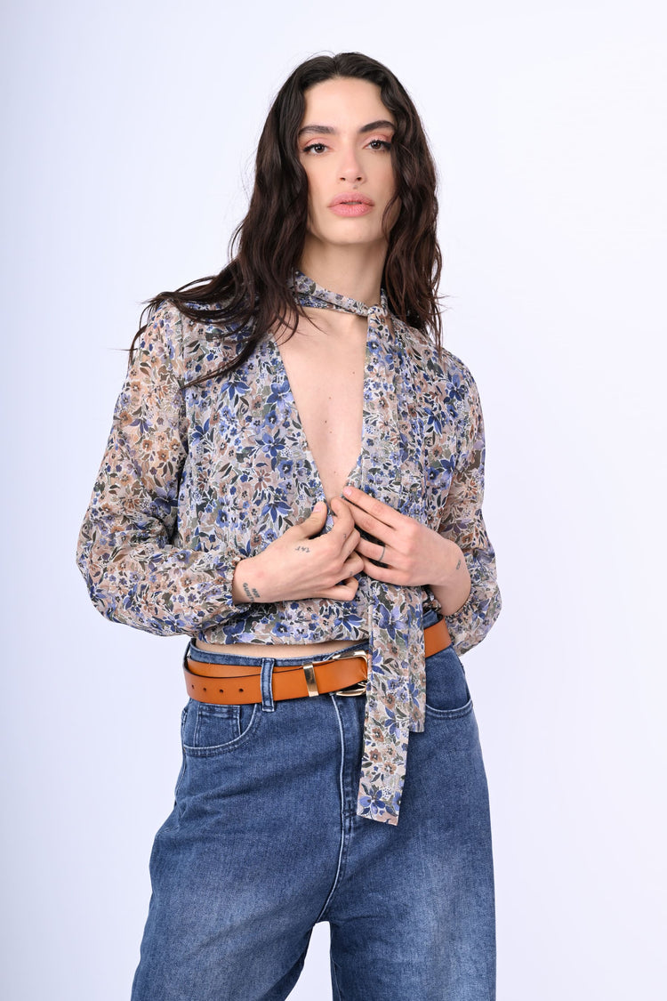 Top crop a stampa floreale