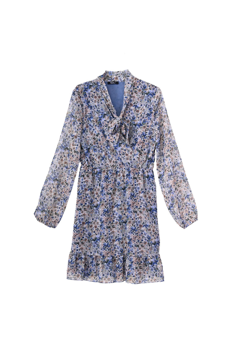 Mini abito a stampa floreale con fiocco