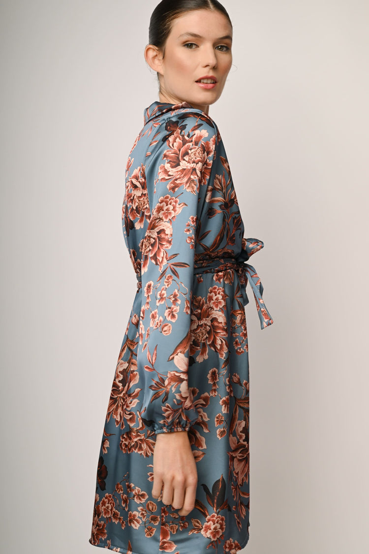 Mini abito a portafoglio con stampa floreale