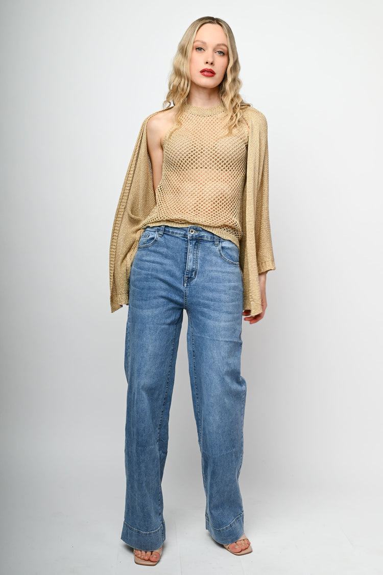 Cardigan lungo in maglia lurex