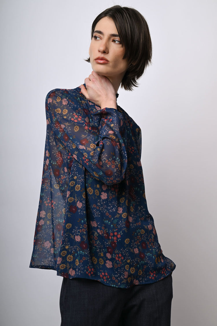 Blusa a stampa floreale boho-style
