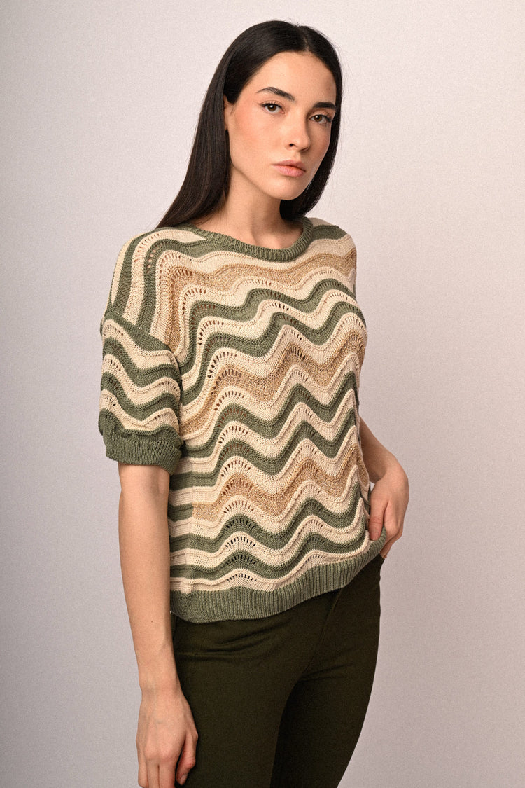 Maglia zig zag manica corta