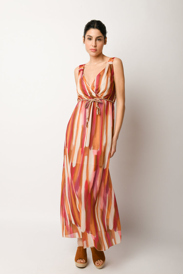 Abito lungo a stampa astratta