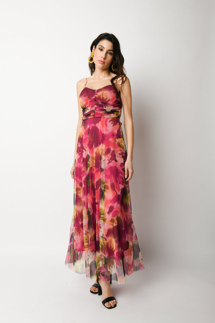 Abito lungo a stampa floreale