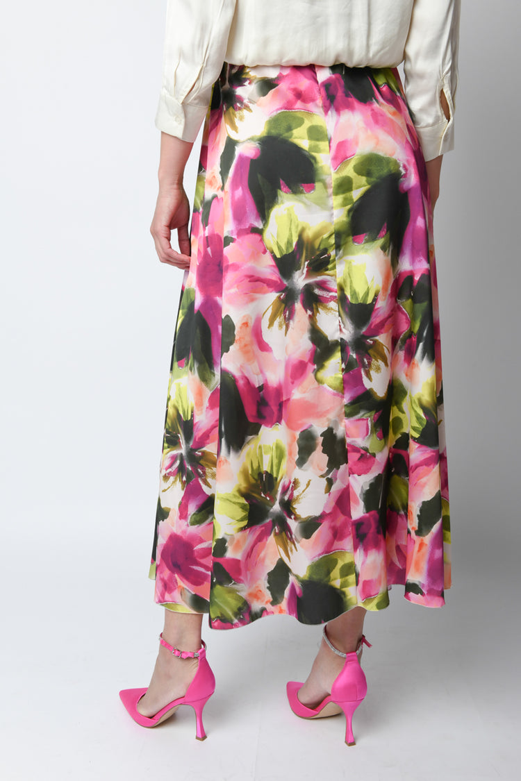 Gonna lunga a stampa floreale con cintura