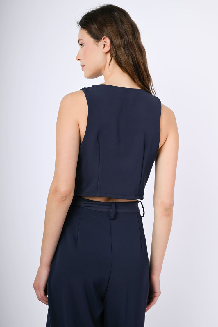 Gilet crop due bottoni fluido