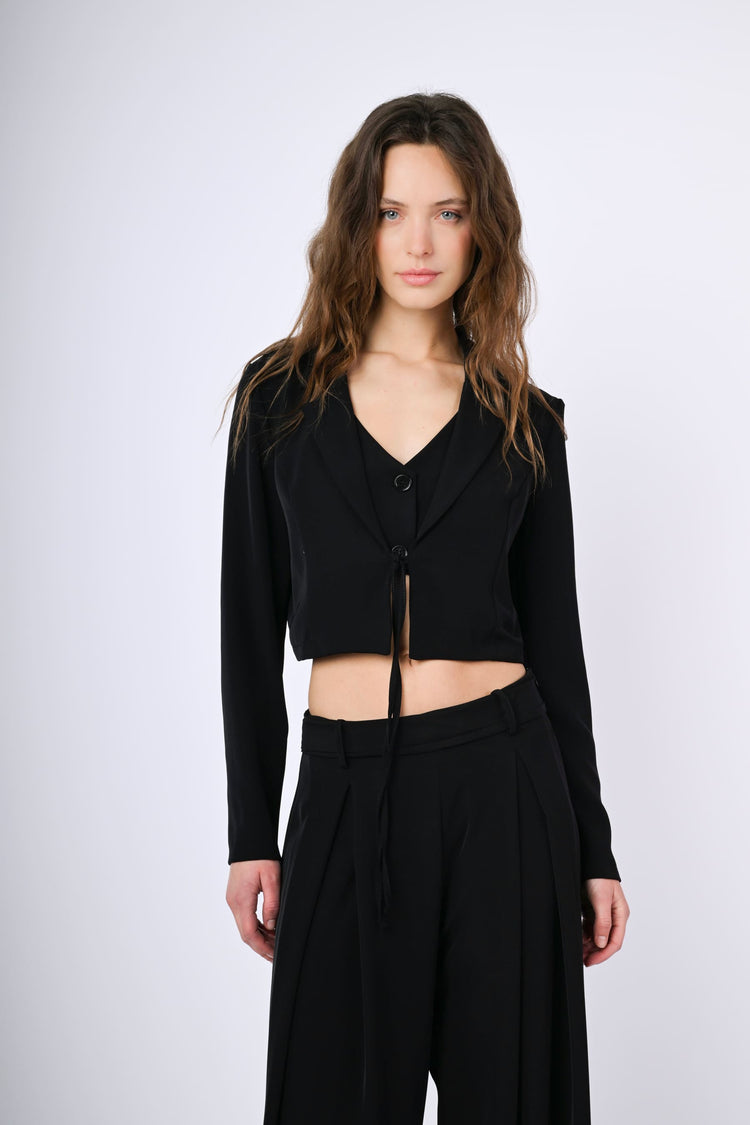 Blazer crop con nastrino