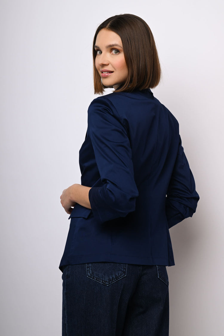 Blazer monopetto con maniche arricciate