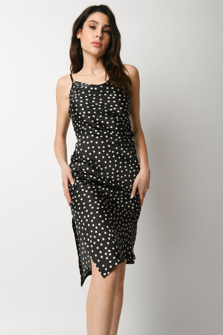 Abito in raso a stampa pois