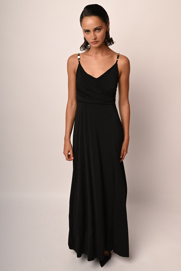 Abito lungo con spalline gioiello