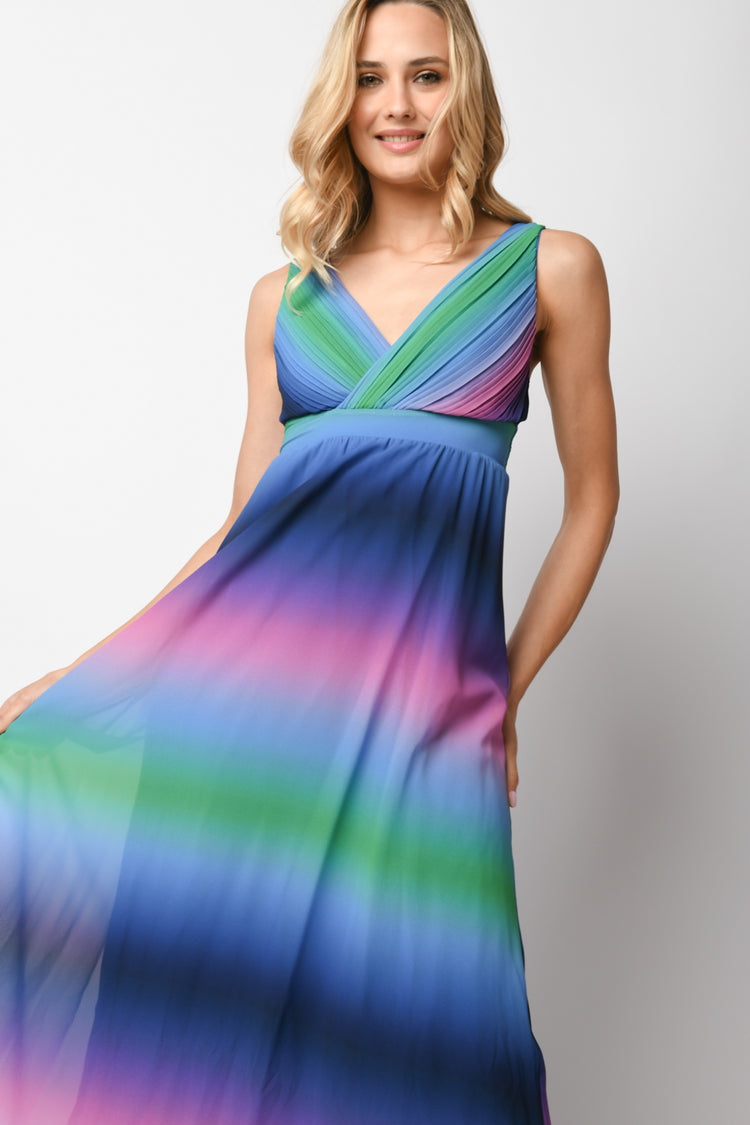 Abito lungo a righe degradé