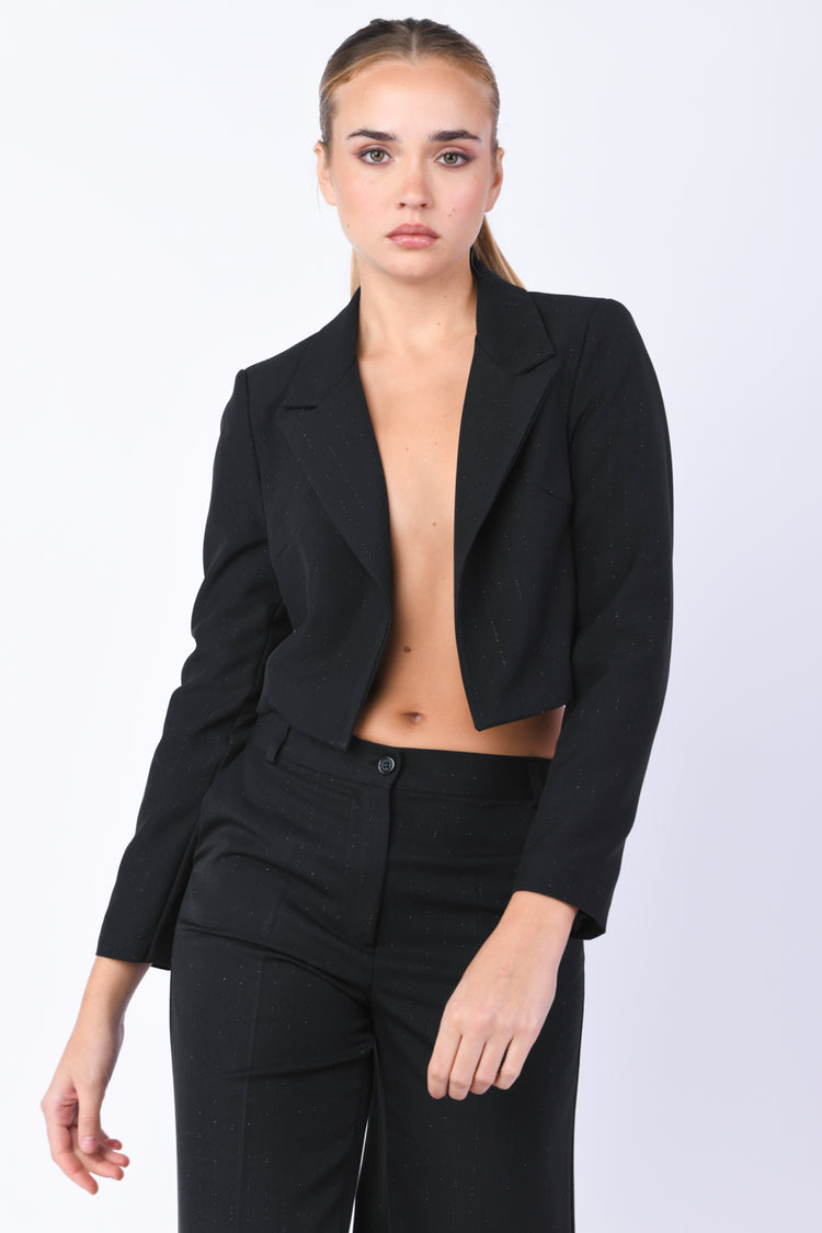 Blazer crop in gessato lurex