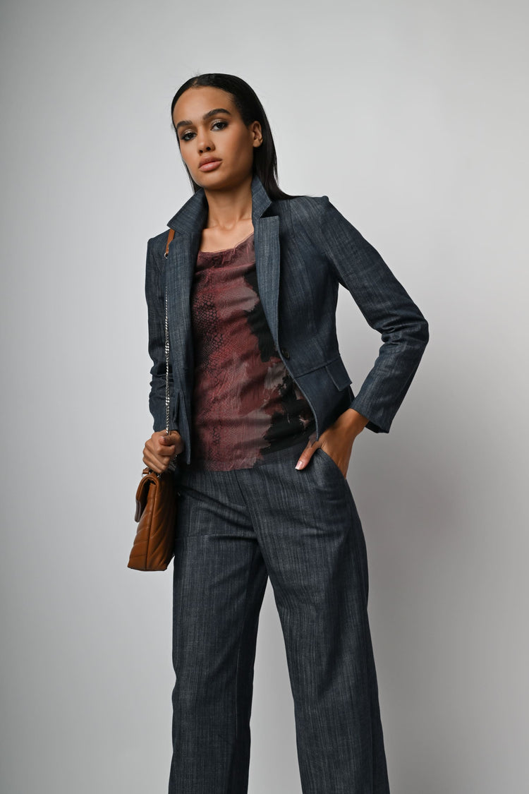 Blazer monopetto misto cotone