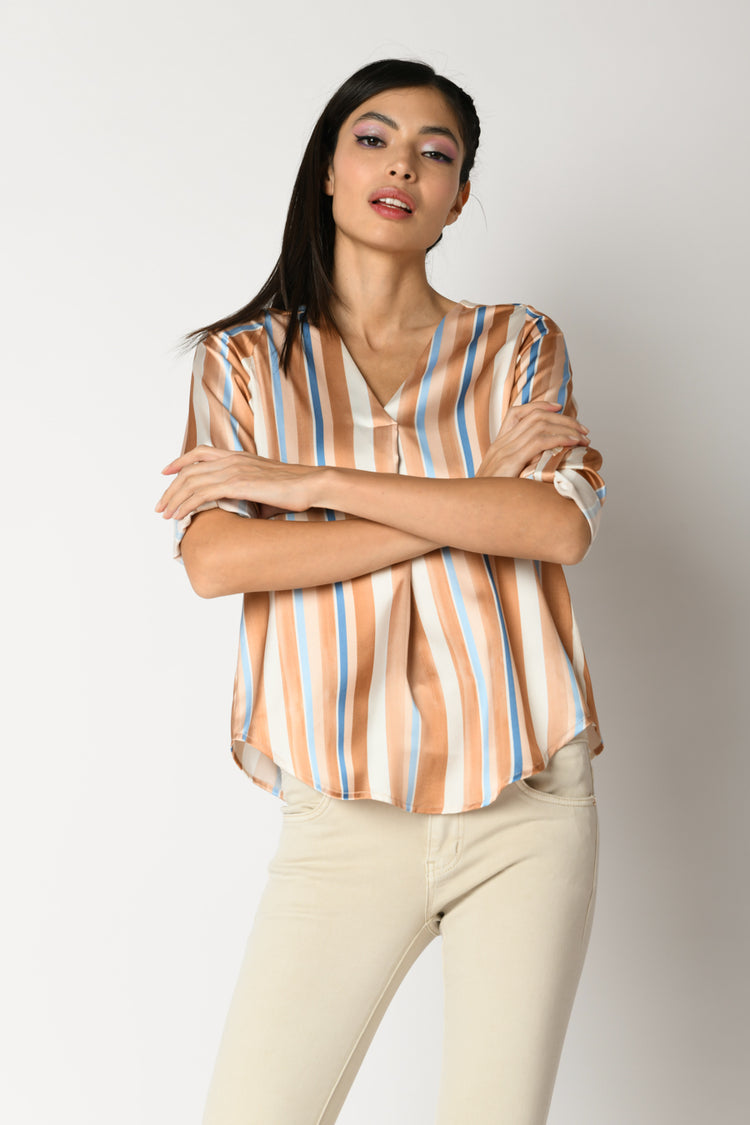 Blusa in raso a righe