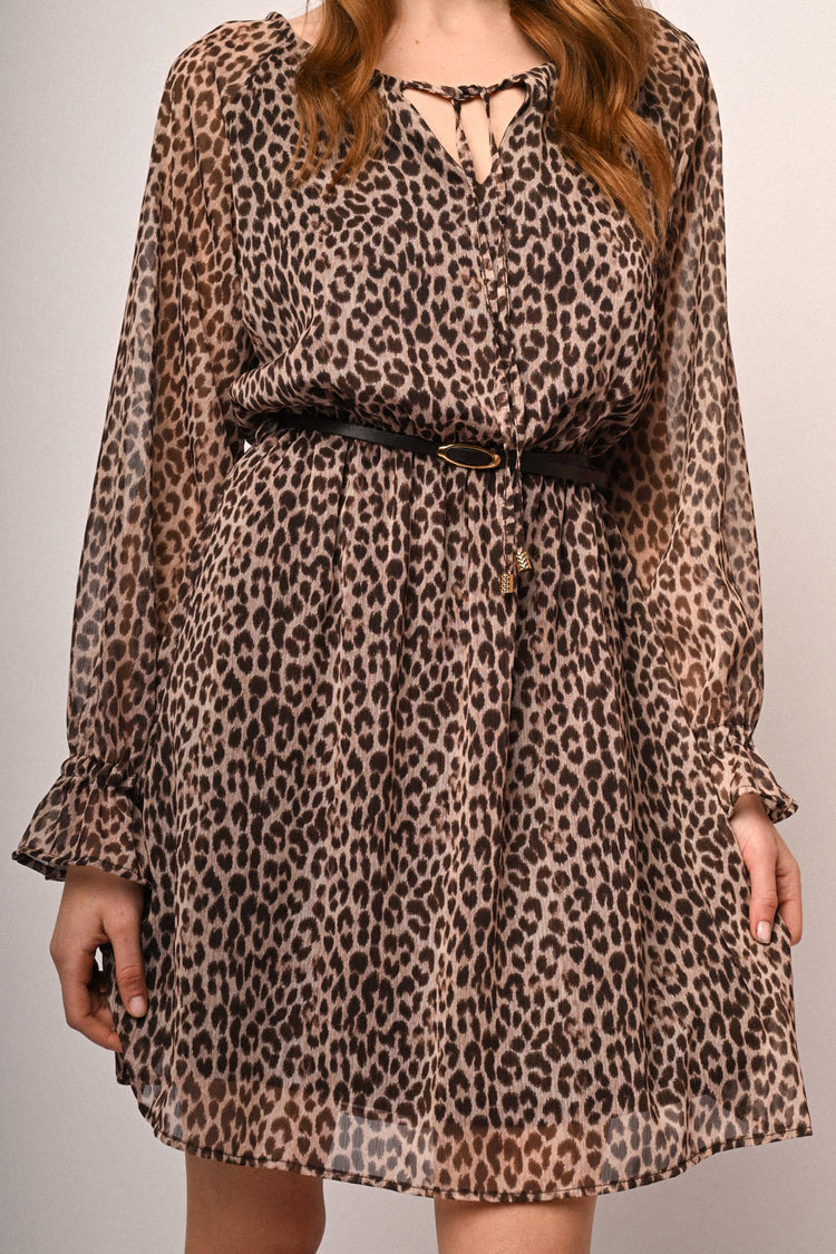 Mini abito a stampa animalier con cintura