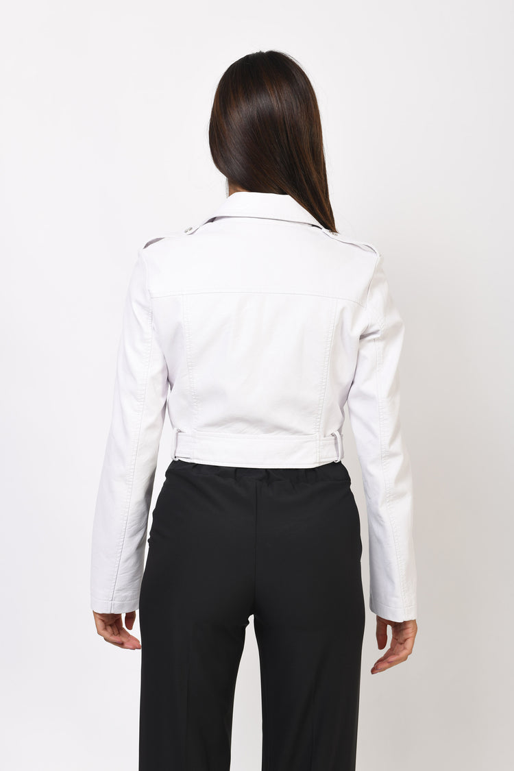 Giacca crop in similpelle