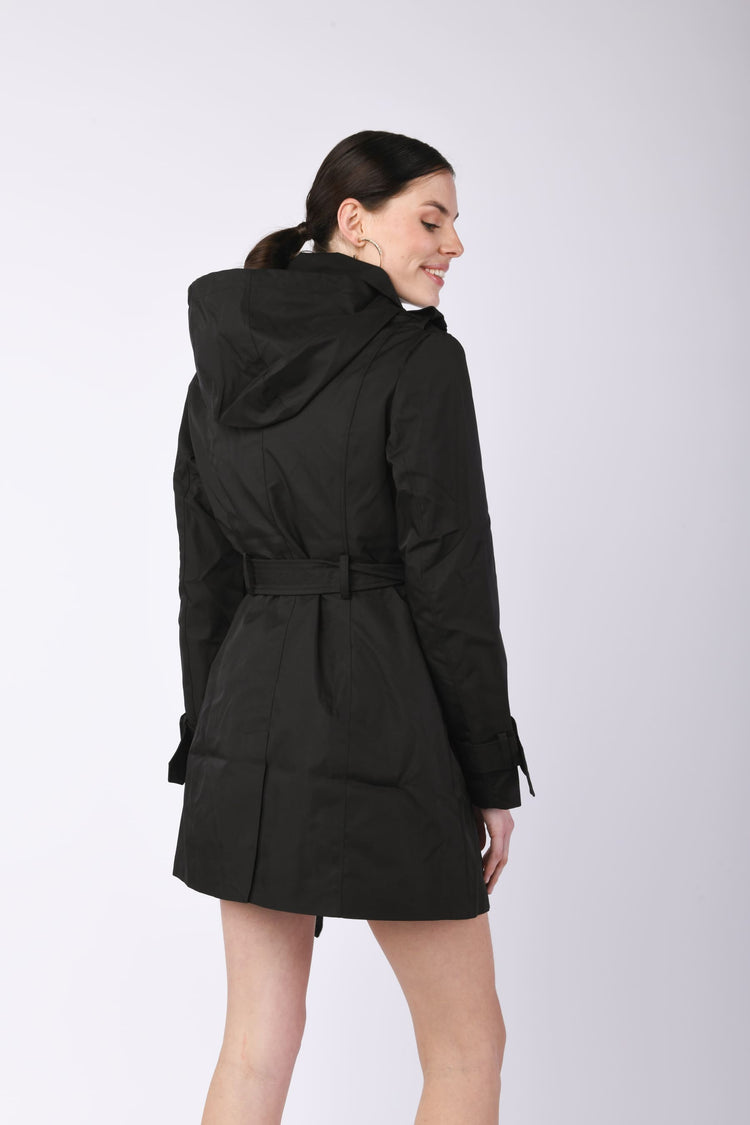 Trench doppiopetto con cappuccio