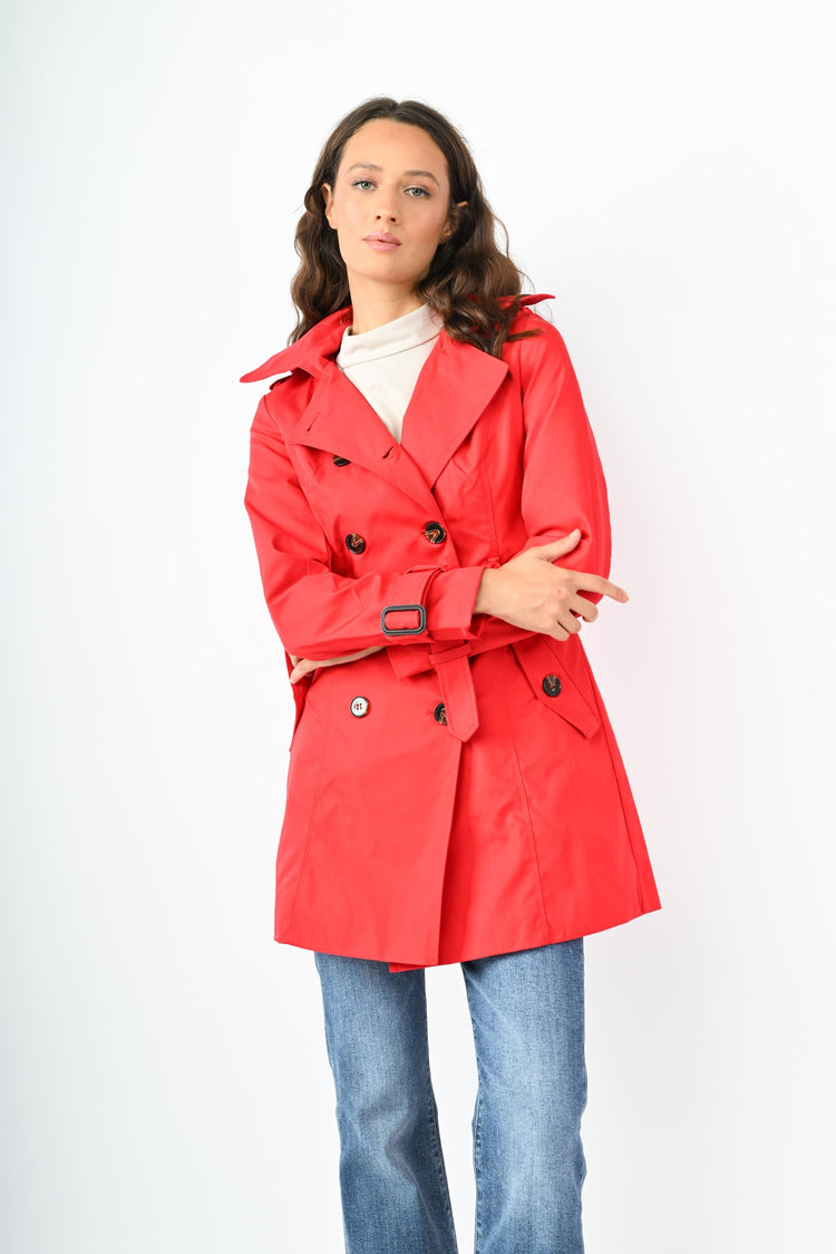 Trench doppiopetto con cappuccio