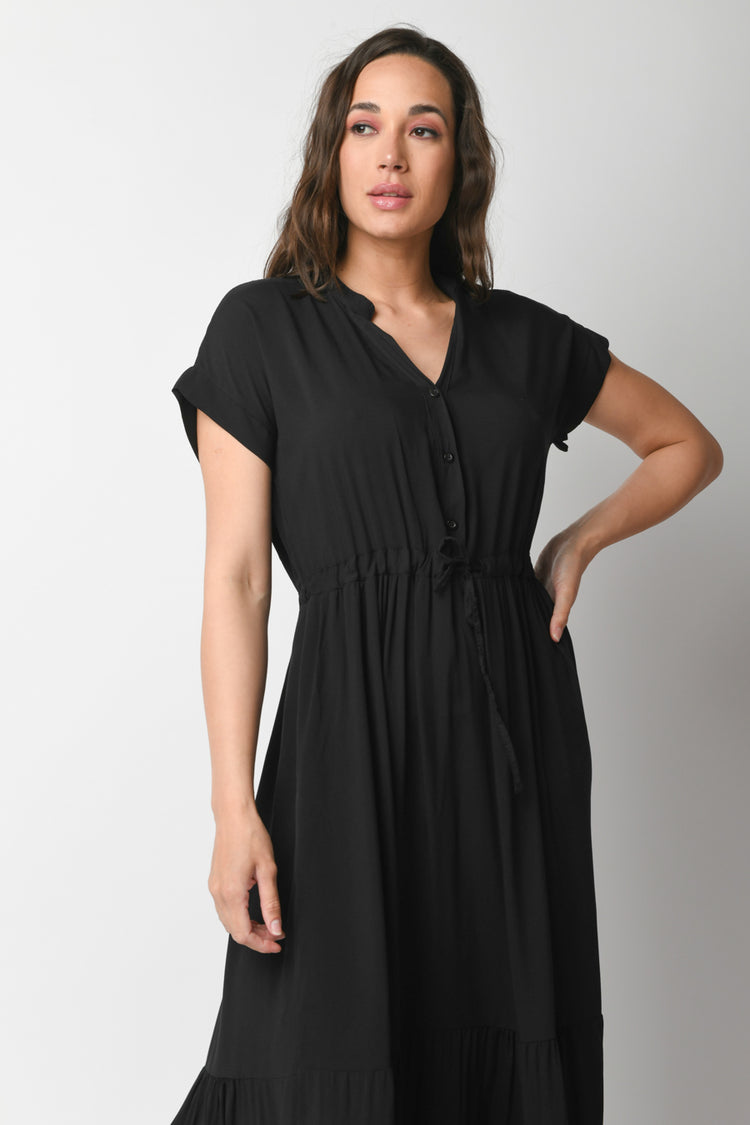 Abito lungo chemisier in viscosa