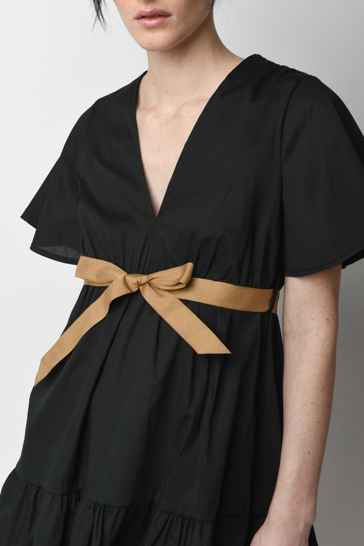 Mini abito in cotone con cintura