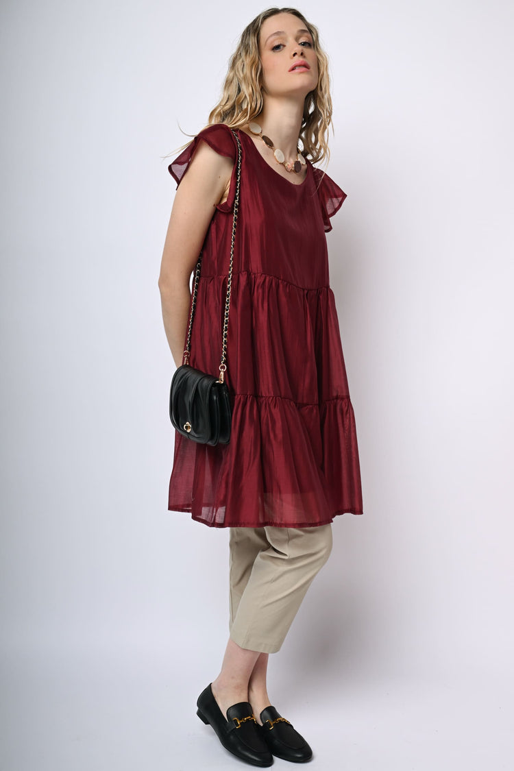 Mini abito in mussola a balze