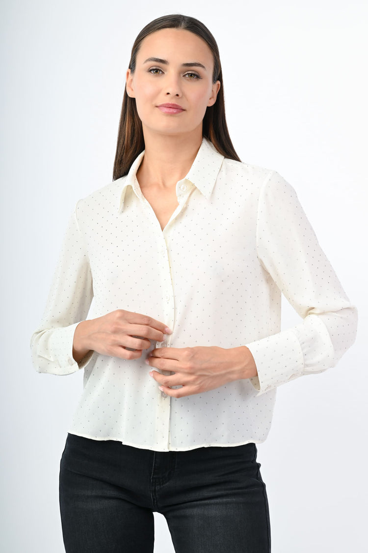 Camicia con strass argento