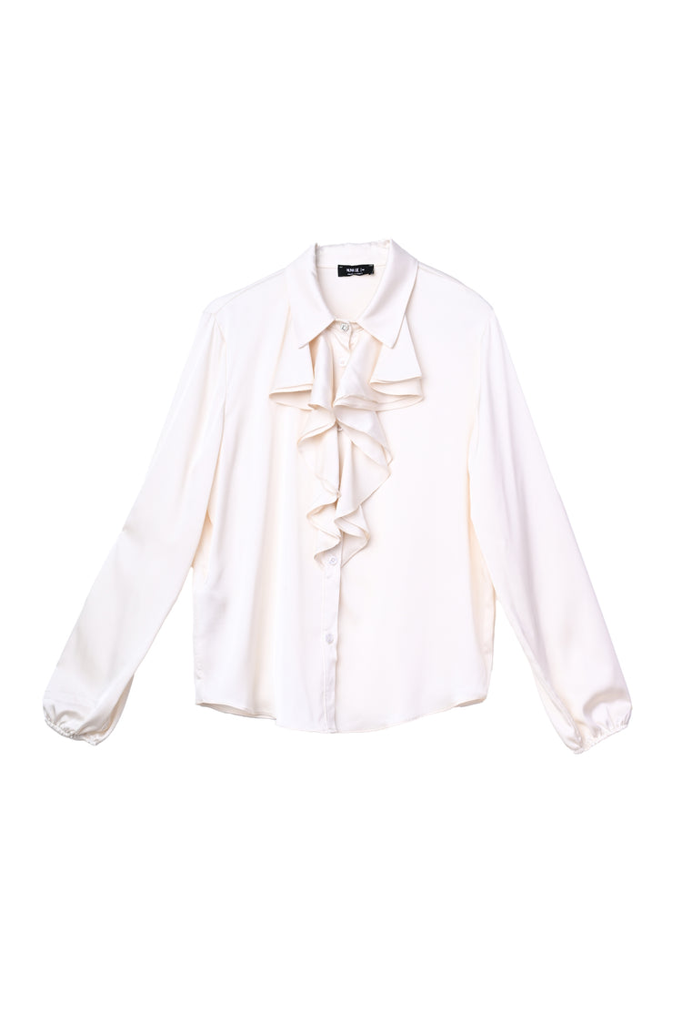 Camicia in raso con volants