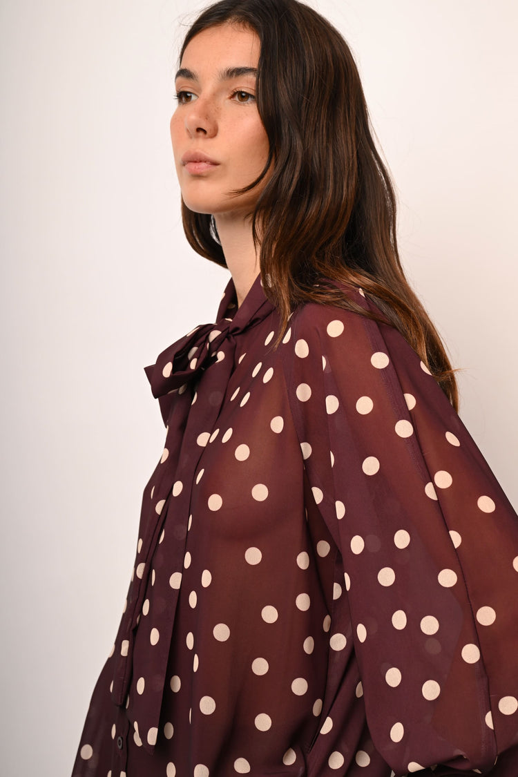 Blusa con fiocco a pois