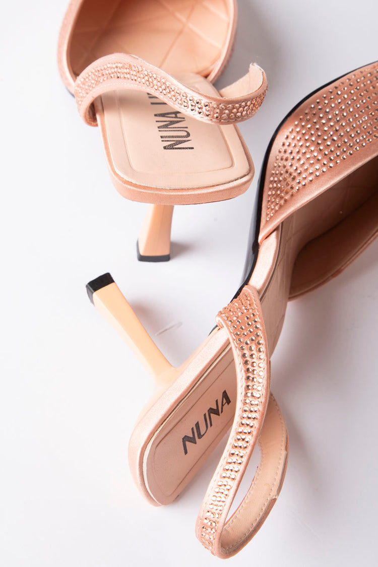 Slingback in raso con strass