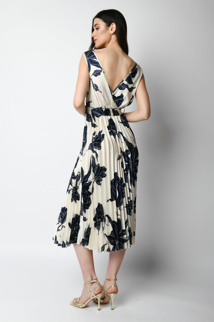 Abito midi plissé a stampa floreale
