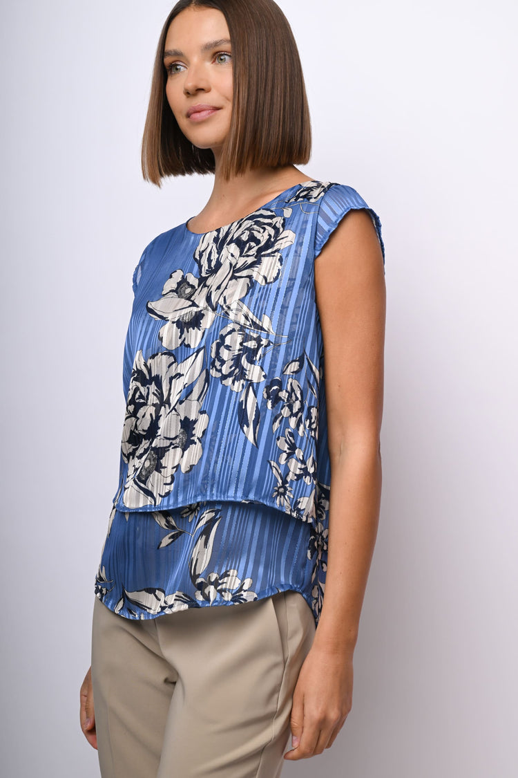 Top doppiato a stampa floreale