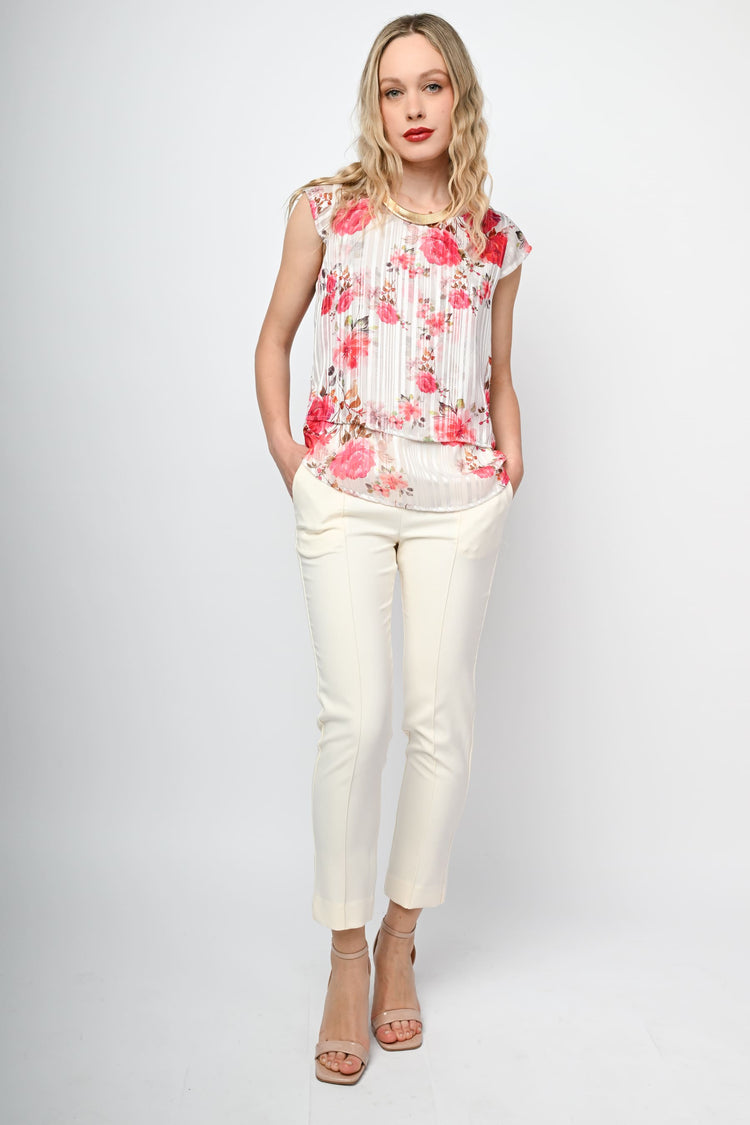 Top a doppio strato con stampa floreale