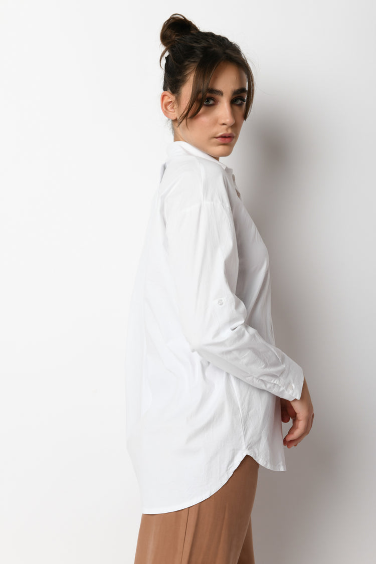 Camicia oversize in cotone stretch