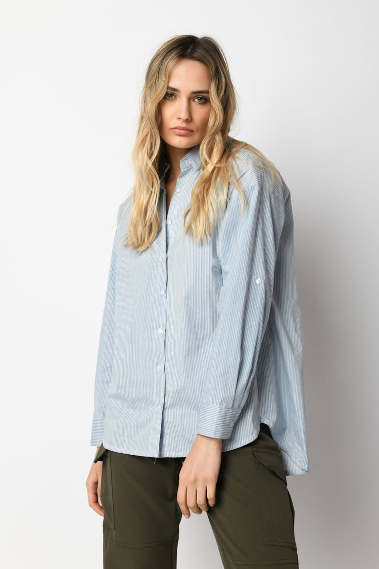 Camicia oversize in cotone a righe