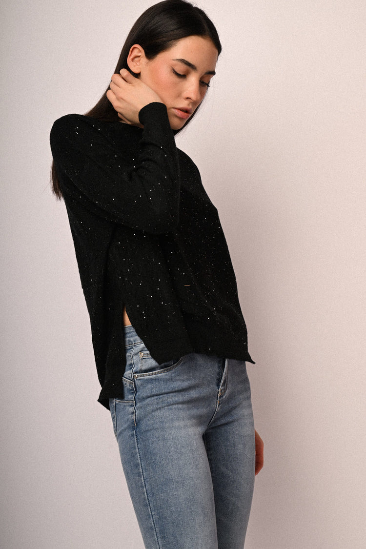 Maglia basic con micro paillettes