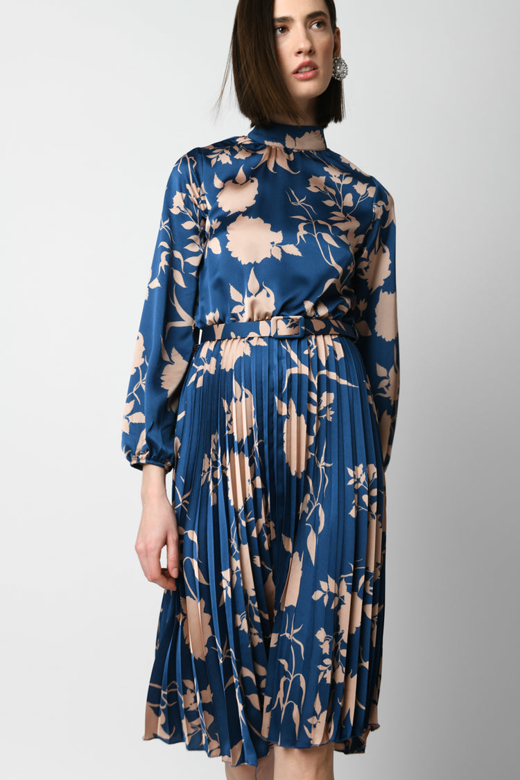 Abito midi plissé a stampa floreale