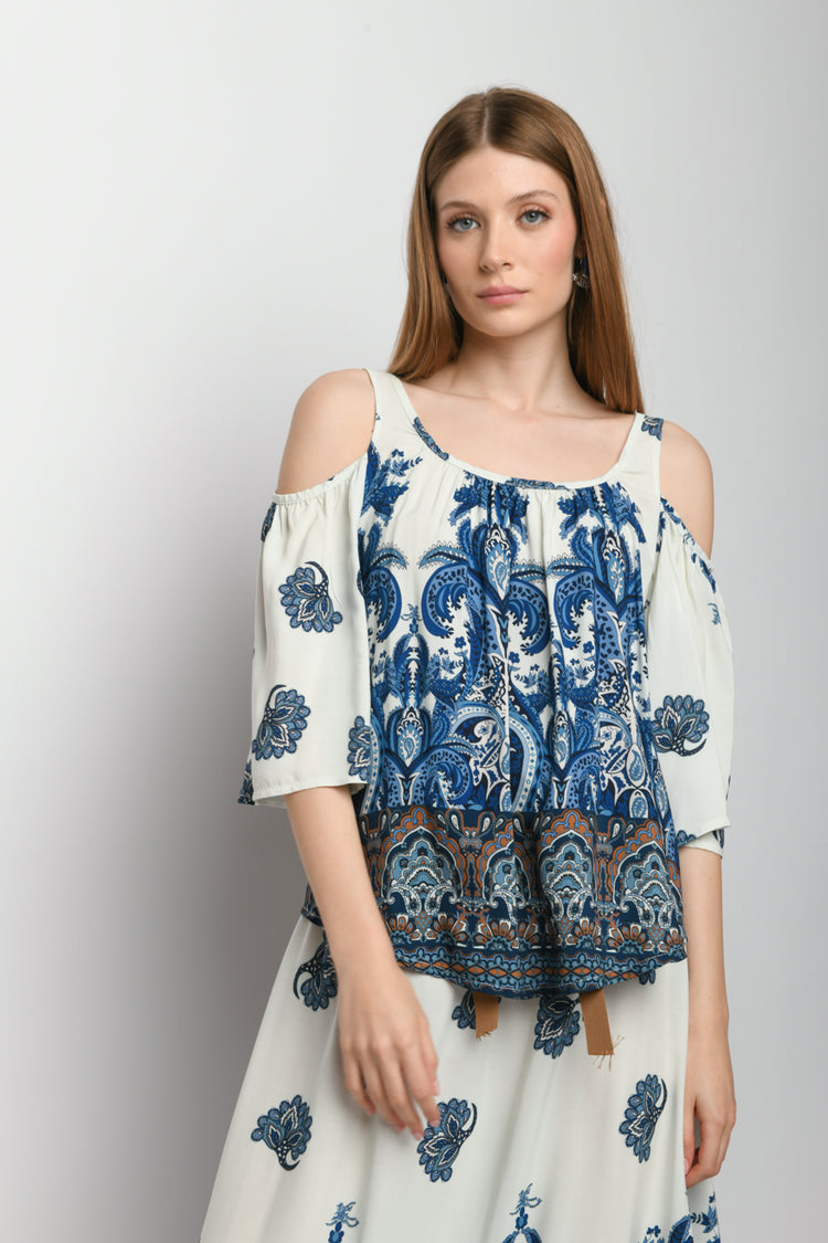 Blusa a stampa etnica