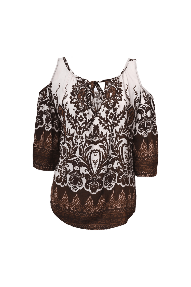 Top a stampa etnica con cut-outs