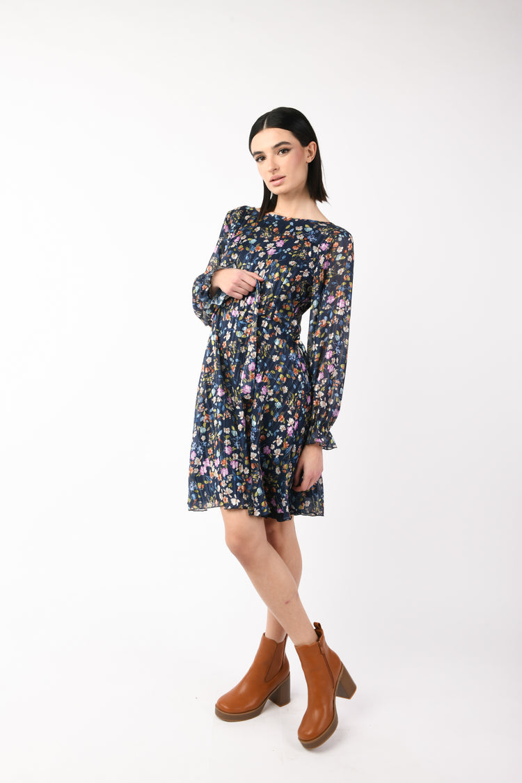 Mini abito a stampa floreale lamé