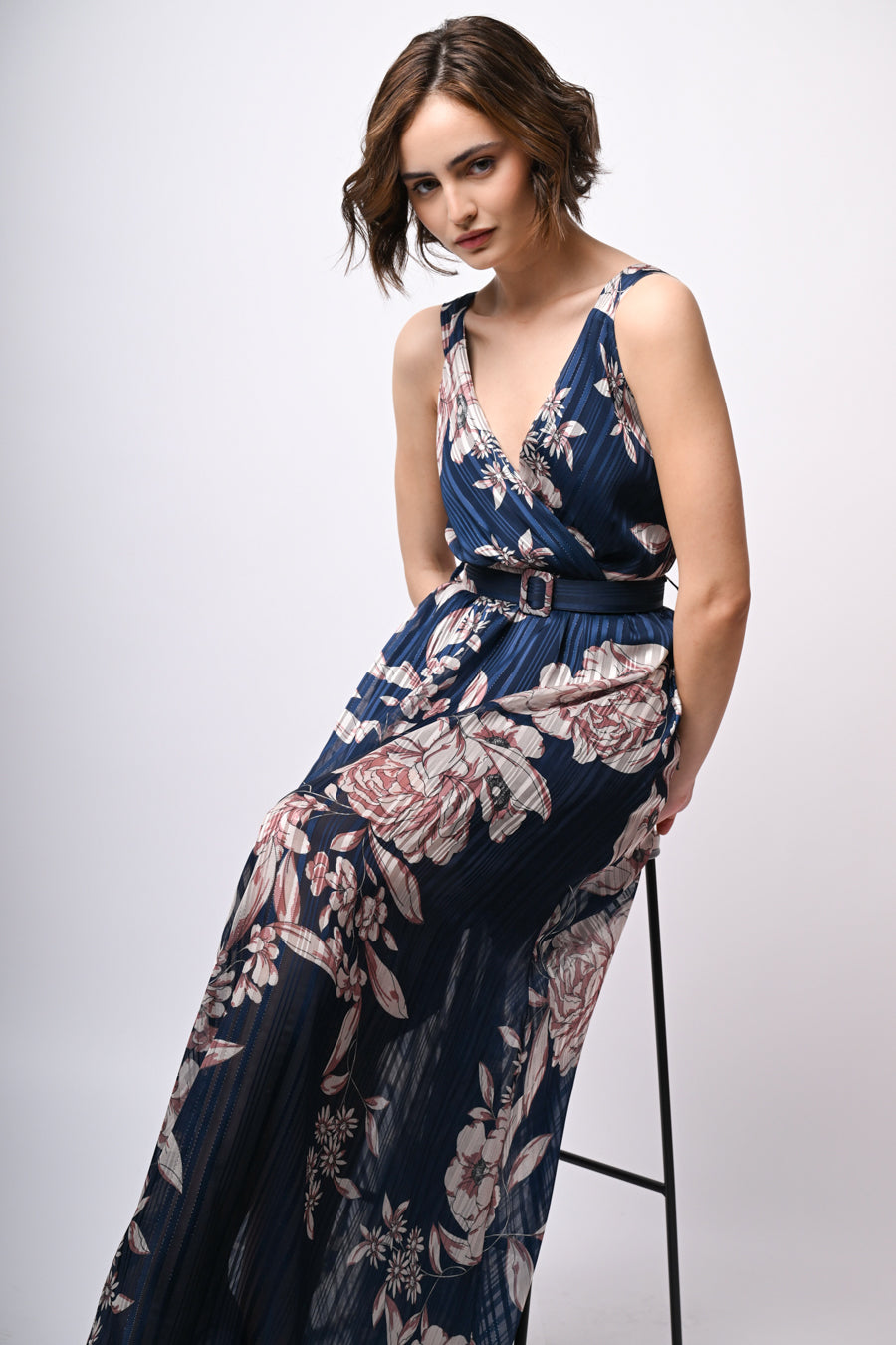 Stampa Floreale Nuna Lie Vestito Lungo Fiori Abito In Georgette