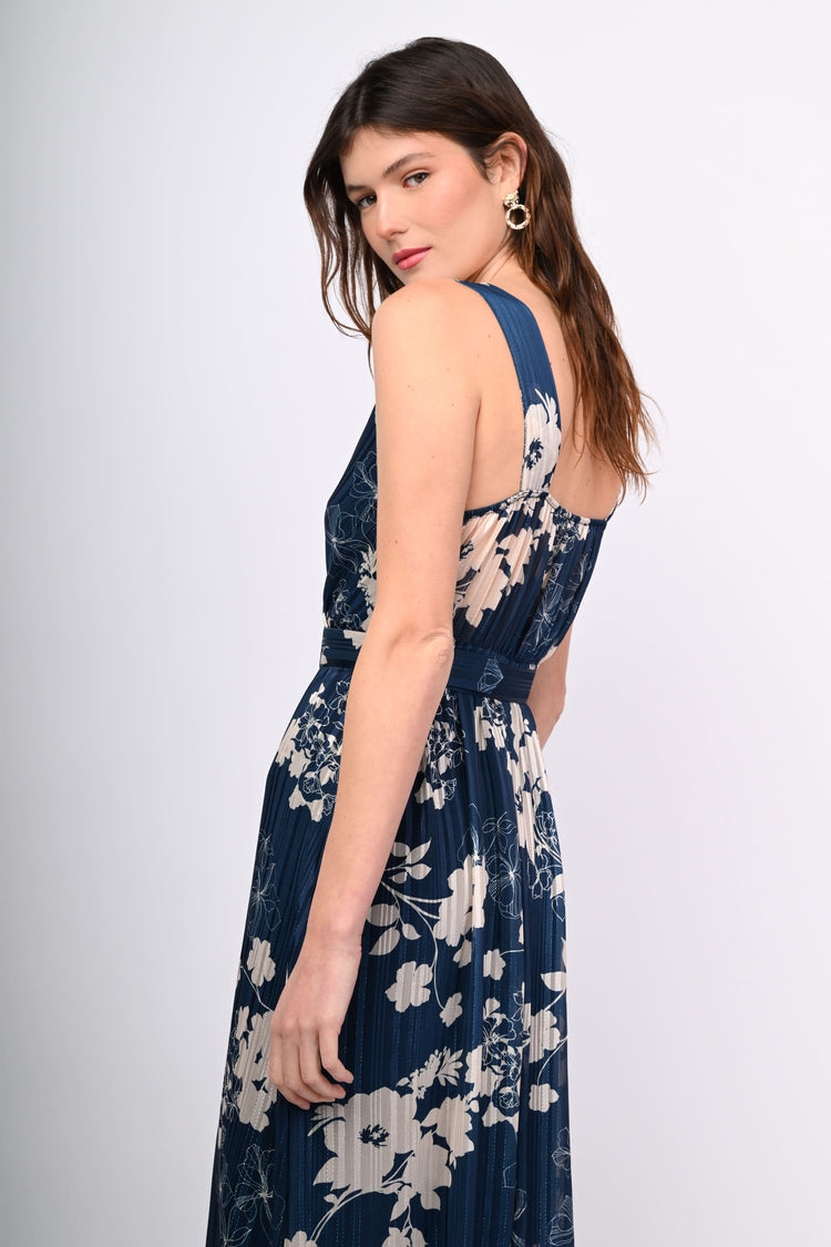 Abito lungo a stampa floreale lurex