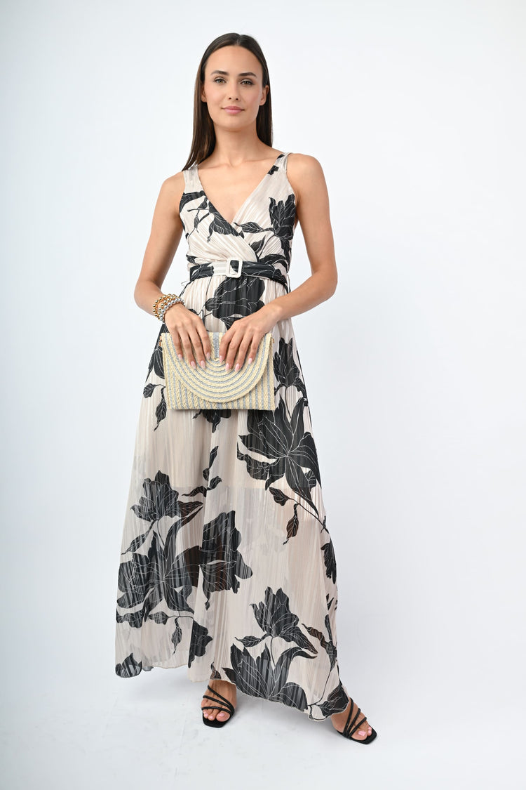 Abito in georgette lurex a stampa floreale