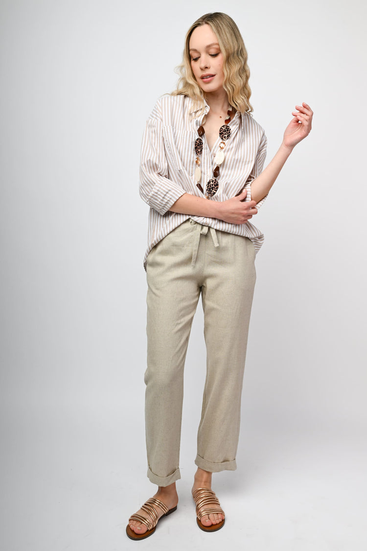 Pantaloni in lino e viscosa