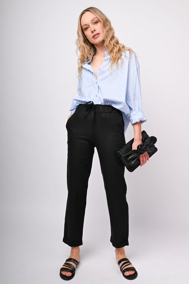 Pantaloni in lino e viscosa