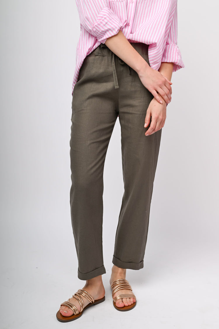 Pantaloni in lino e viscosa