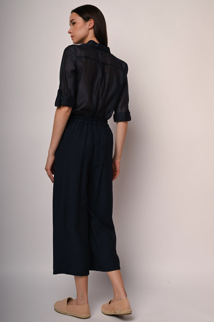 Pantaloni misto viscosa con cintura