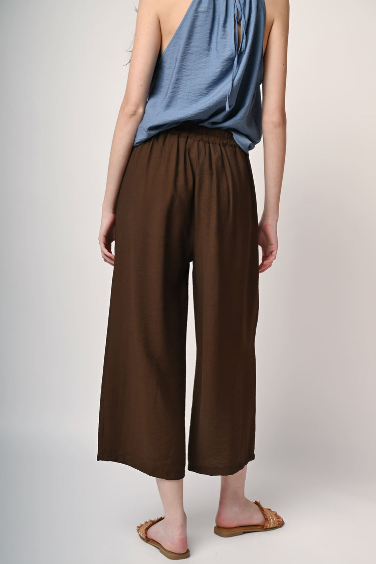 Pantaloni misto viscosa con cintura