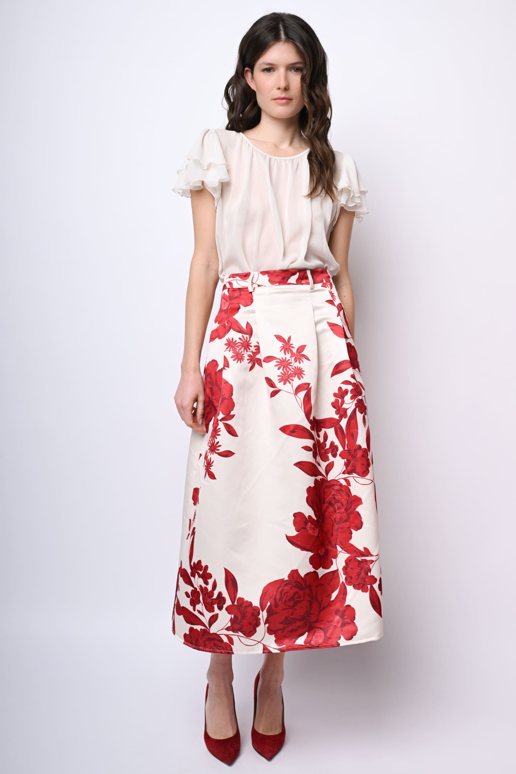 Allegra K Gonne Lunghe Floreali da Donna Gonna Lunga Boho con Volant a